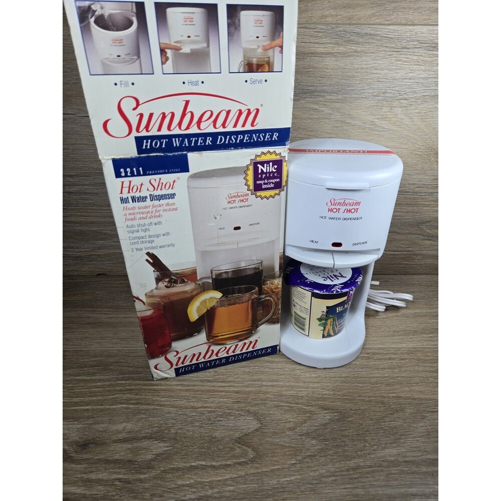 NEW SEALED — Sunbeam Hot Shot Hot Water Heater Dispenser 3211 Vintage White